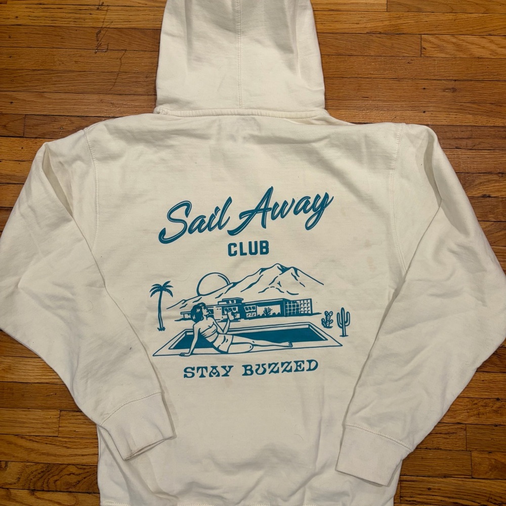 Sail Away Club "Stay Buzzed" Cream Graphic Hoodie